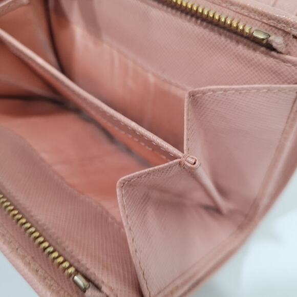 PRADA Saffiano Fiocco Orchidea Wallet Medium Bi Fold Light Pink Zip Around Logo - Picture 9 of 16